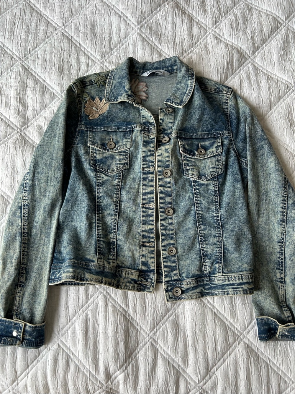 Vintage Light Blue Embroidered Denim Jacket - Women's Jean Jacket